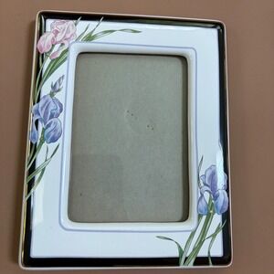 Terragrafics Marlene Moore 1990 Ceramic Iris Floral Photo Frame 3.5x5 Art Deco